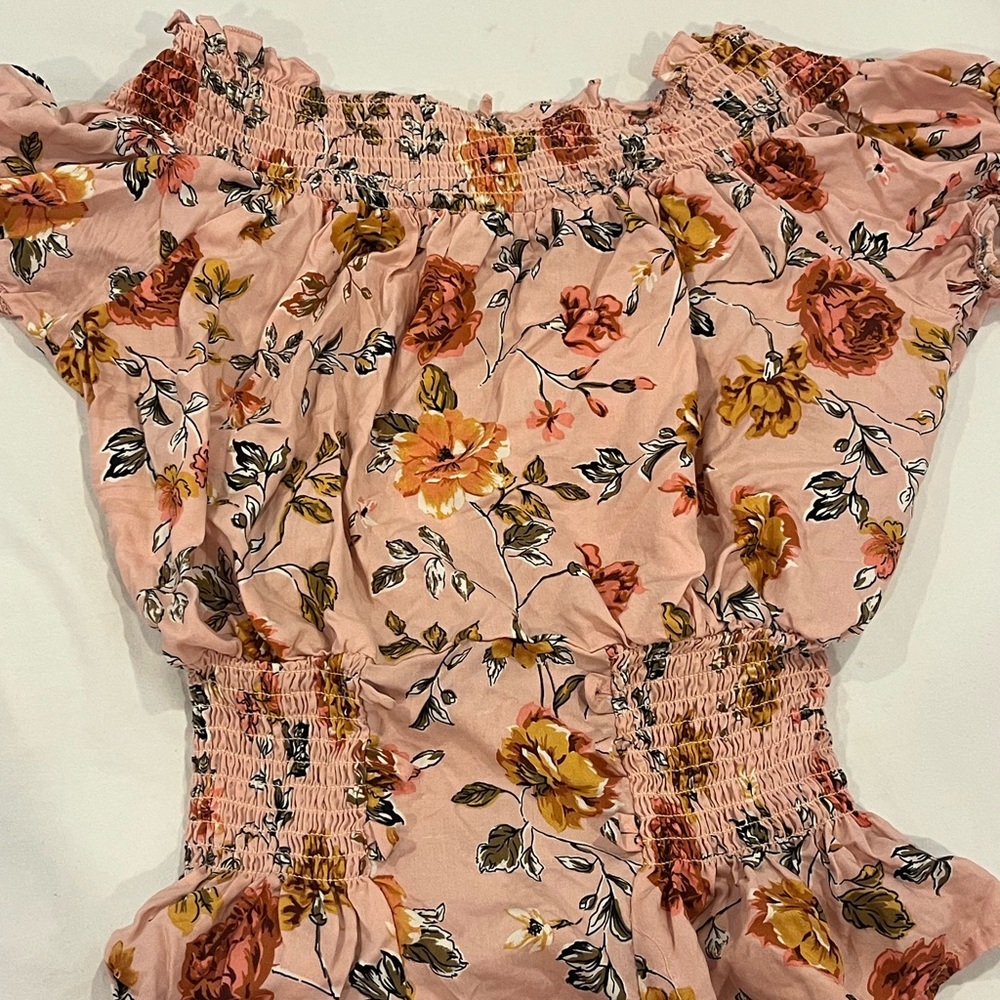 Floral Off-Shoulder Smocked Top